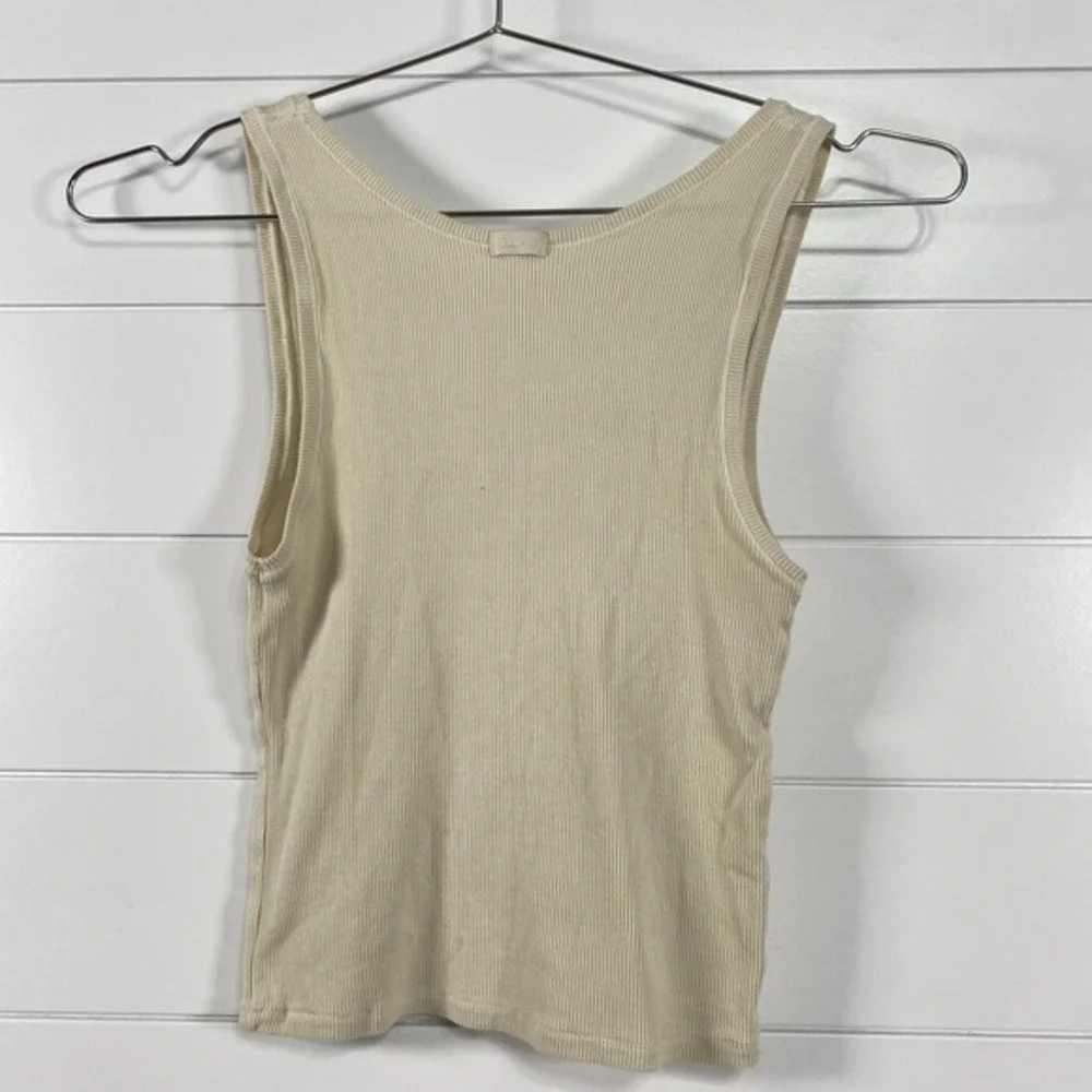 Skims Ribbed Tank Top Womens Small Scoop Neck Sleeveless Stretch Basic Fitted Sh - Picture 2 of 7